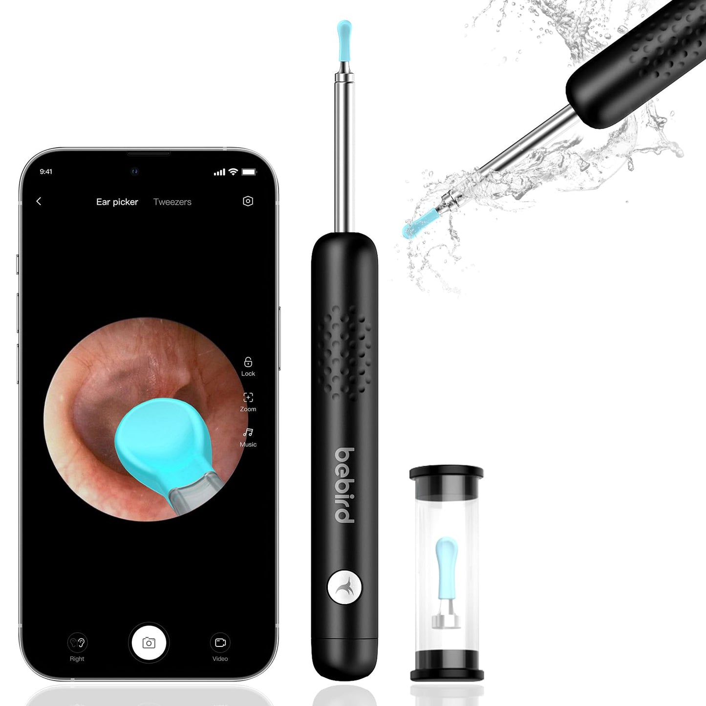 Herramienta de Eliminación de Cera de Oído, Limpiador Inteligente con Cámara y Luz, Otoscopio de Video HD para Smartphone