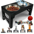 THREE BROS PET BOWLS Elevated Dog Bowl Stand With 2 Stainless Steel Bowls Raised Dog Food Water Bowl Comes In Black Has 5 Adjustable Heights Non-Slip Bottom Platos Para Perros. Plato De Comida