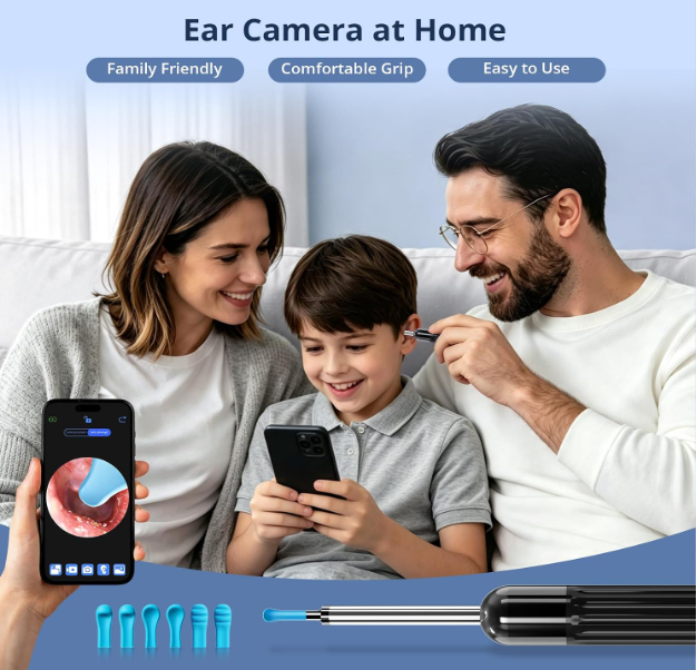 Ear Wax Removal Tool Smart Ear Cleaner Ear Camera Scope with Light Smartphone HD Video Otoscope Ear Wax Cleaner