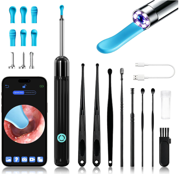 Ear Wax Removal Tool Smart Ear Cleaner Ear Camera Scope with Light Smartphone HD Video Otoscope Ear Wax Cleaner