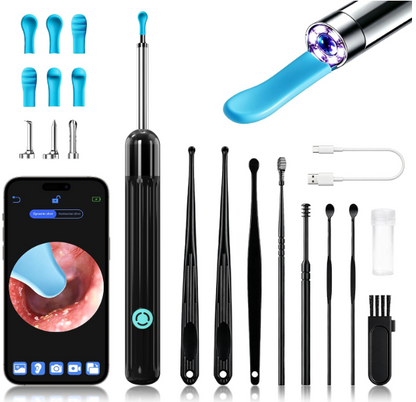 Ear Wax Removal Tool Smart Ear Cleaner Ear Camera Scope with Light Smartphone HD Video Otoscope Ear Wax Cleaner